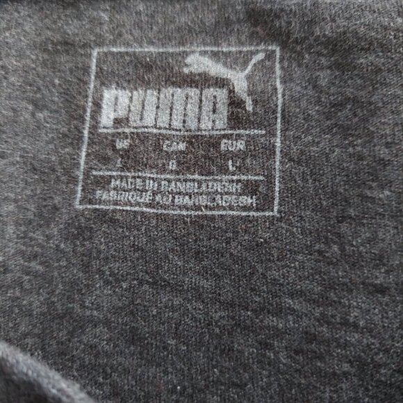 Puma women's cropped t-shirt with a rose gold vertical logo.  Sz L. Cotton mix. - Picture 4 of 4